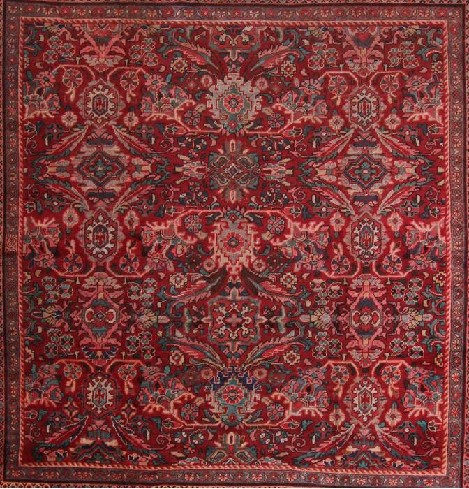Mahal Red Square Hand Knotted 105 X 107  Area Rug 400-17154 Image 1