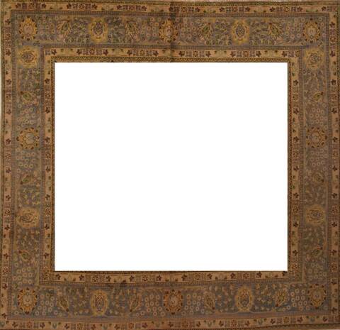 Tabriz Beige Square Hand Knotted 98 X 910  Area Rug 400-17157 Image 12