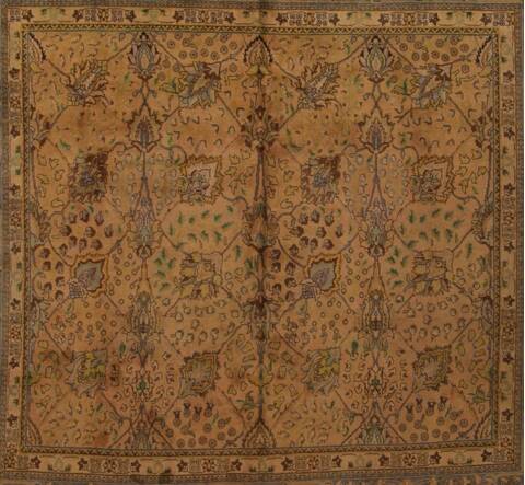 Tabriz Beige Square Hand Knotted 98 X 910  Area Rug 400-17157 Image 1