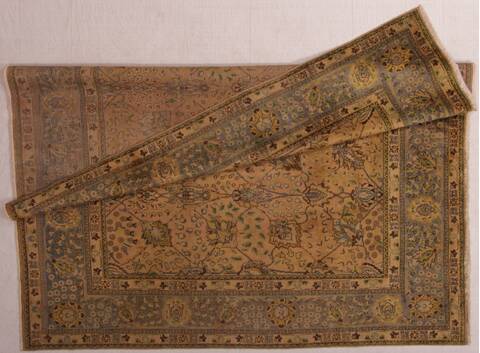 Tabriz Beige Square Hand Knotted 98 X 910  Area Rug 400-17157 Image 2