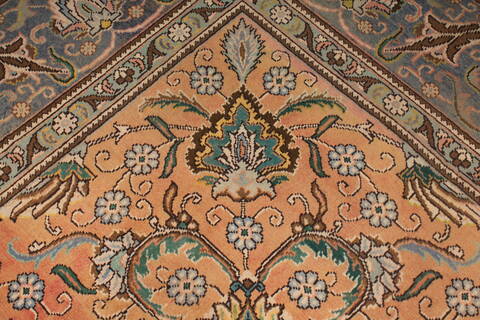 Tabriz Orange Square Hand Knotted 97 X 114  Area Rug 400-17159 Image 10