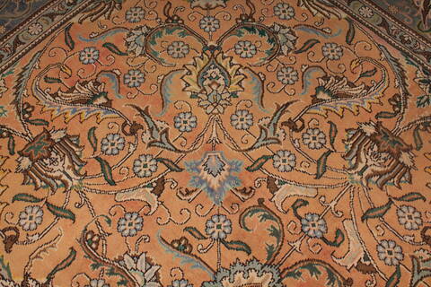 Tabriz Orange Square Hand Knotted 97 X 114  Area Rug 400-17159 Image 11