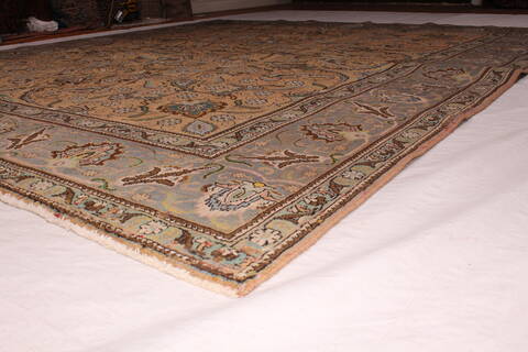 Tabriz Orange Square Hand Knotted 97 X 114  Area Rug 400-17159 Image 15