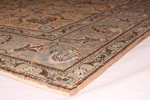Tabriz Orange Square Hand Knotted 97 X 114  Area Rug 400-17159 Image 16