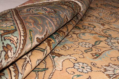 Tabriz Orange Square Hand Knotted 97 X 114  Area Rug 400-17159 Image 1