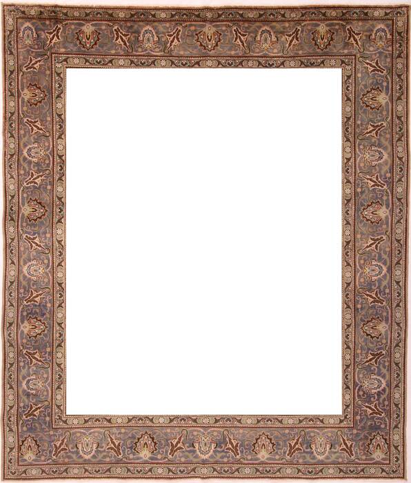 Tabriz Orange Square Hand Knotted 97 X 114  Area Rug 400-17159 Image 2