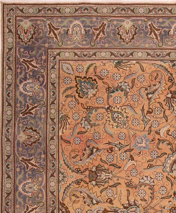 Tabriz Orange Square Hand Knotted 97 X 114  Area Rug 400-17159 Image 4
