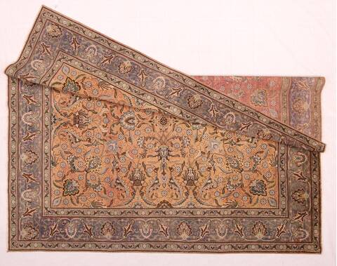 Tabriz Orange Square Hand Knotted 97 X 114  Area Rug 400-17159 Image 5