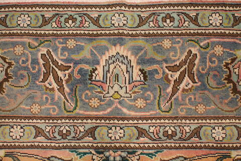 Tabriz Orange Square Hand Knotted 97 X 114  Area Rug 400-17159 Image 6