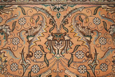 Tabriz Orange Square Hand Knotted 97 X 114  Area Rug 400-17159 Image 7