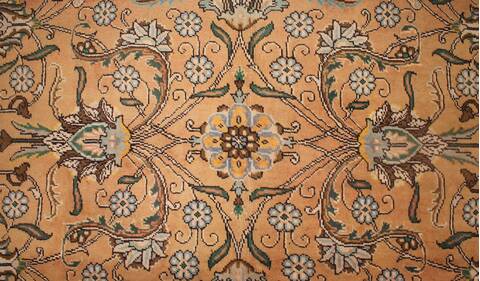 Tabriz Orange Square Hand Knotted 97 X 114  Area Rug 400-17159 Image 9