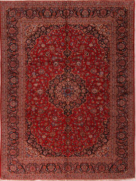 Persian Kashan Red Rectangle 10x12 ft Wool Carpet 17162
