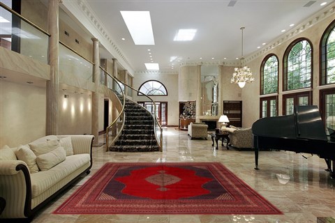 Sarouk Red Hand Knotted 105 X 131  Area Rug 400-17169 Image 1