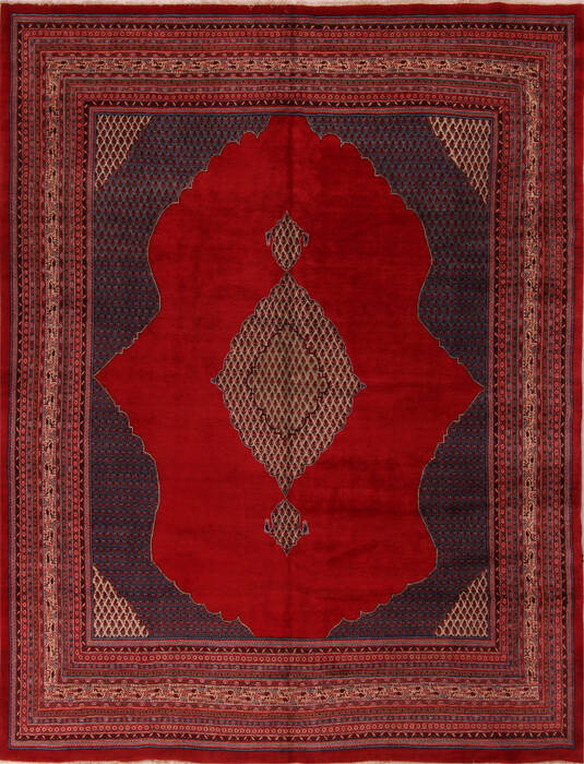 Sarouk Red Hand Knotted 105 X 131  Area Rug 400-17169 Image 0