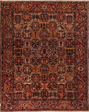 Persian Bakhtiar Brown Rectangle 10x13 ft Wool Carpet 17170