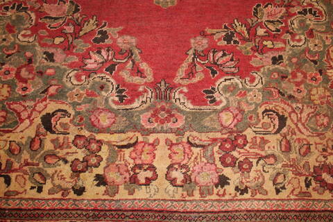 Moshk Abad Red Hand Knotted 104 X 137  Area Rug 400-17180 Image 8