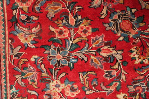 Moshk Abad Red Hand Knotted 104 X 132  Area Rug 400-17184 Image 14