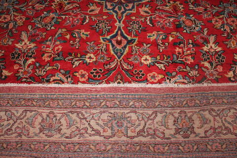 Moshk Abad Red Hand Knotted 104 X 132  Area Rug 400-17184 Image 15