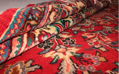 Moshk Abad Red Hand Knotted 104 X 132  Area Rug 400-17184 Image 17