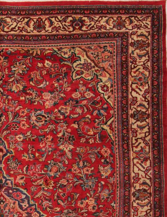 Moshk Abad Red Hand Knotted 104 X 132  Area Rug 400-17184 Image 4