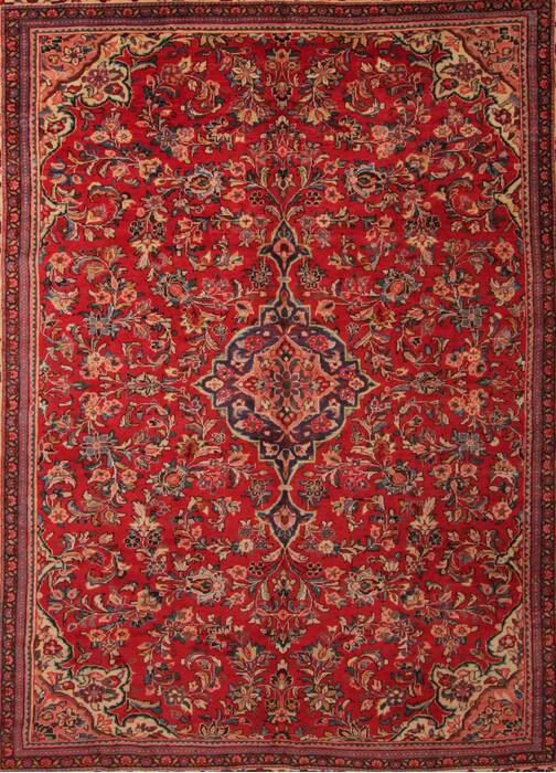 Moshk Abad Red Hand Knotted 104 X 132  Area Rug 400-17184 Image 5