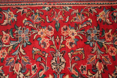 Moshk Abad Red Hand Knotted 104 X 132  Area Rug 400-17184 Image 12