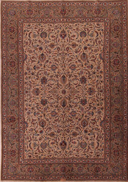 Persian Kashan White Rectangle 5x8 ft Wool Carpet 17200