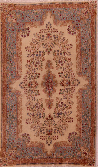 Kerman White Hand Knotted 41 X 63  Area Rug 400-17203 Image 0