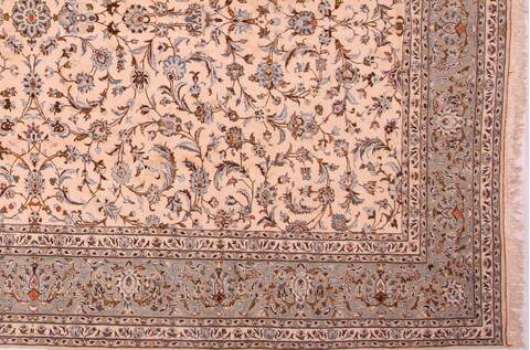 Kashan White Hand Knotted 110 X 168  Area Rug 400-17215 Image 2