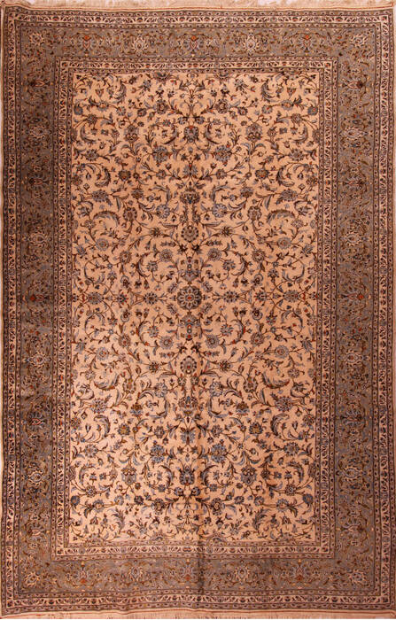 Kashan White Hand Knotted 110 X 168  Area Rug 400-17215 Image 0