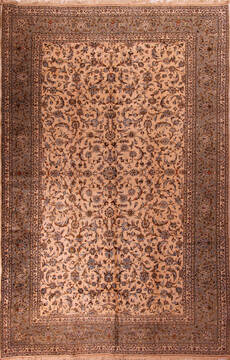 Kashan White Hand Knotted 11'0" X 16'8"  Area Rug 400-17215