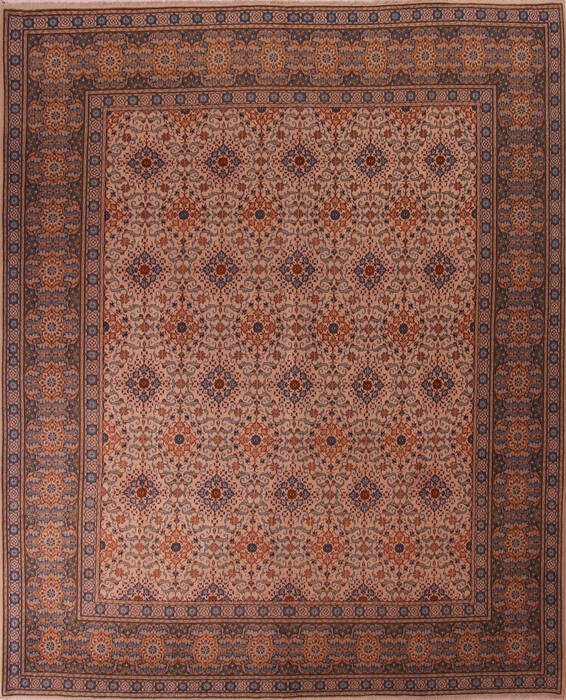 Kashan White Hand Knotted 96 X 118  Area Rug 400-17229 Image 0