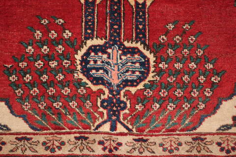 Khoy Red Hand Knotted 94 X 126  Area Rug 400-17230 Image 15