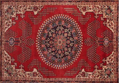 Khoy Red Hand Knotted 94 X 126  Area Rug 400-17230 Image 3