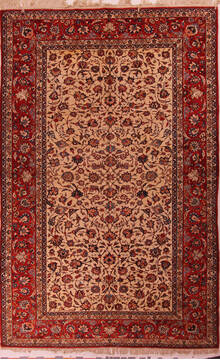 Isfahan Beige Hand Knotted 10'6" X 16'6"  Area Rug 400-17237