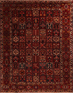 Persian Bakhtiar Red Rectangle 10x13 ft Wool Carpet 17246