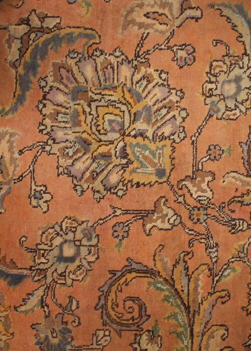 Tabriz Orange Square Hand Knotted 109 X 112  Area Rug 400-17249 Image 11