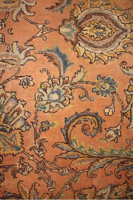 Tabriz Orange Square Hand Knotted 109 X 112  Area Rug 400-17249 Image 13