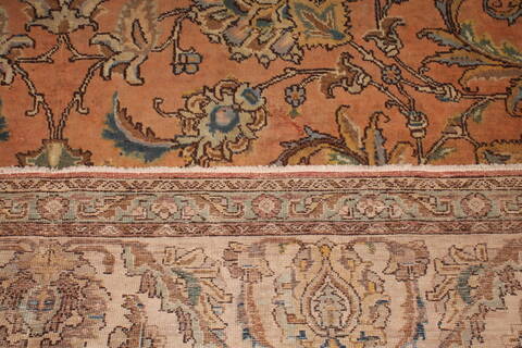 Tabriz Orange Square Hand Knotted 109 X 112  Area Rug 400-17249 Image 14