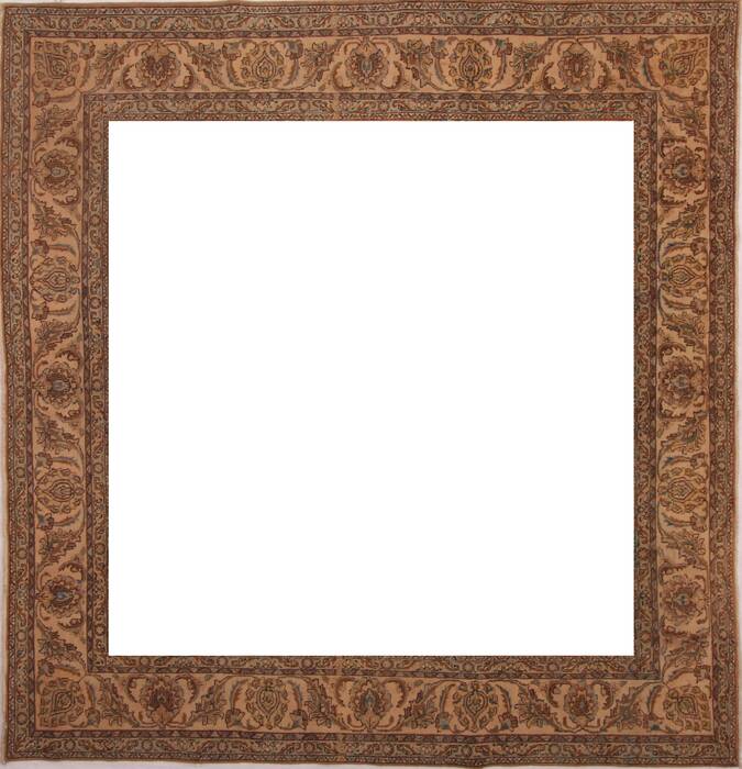 Tabriz Orange Square Hand Knotted 109 X 112  Area Rug 400-17249 Image 3