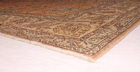 Tabriz Orange Square Hand Knotted 109 X 112  Area Rug 400-17249 Image 4