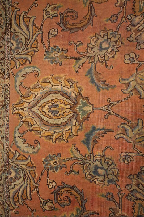 Tabriz Orange Square Hand Knotted 109 X 112  Area Rug 400-17249 Image 7