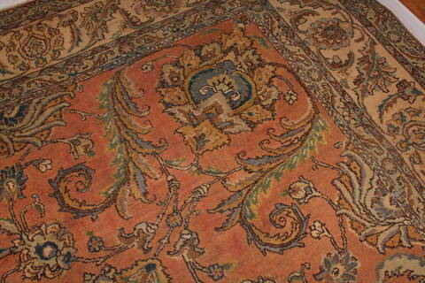 Tabriz Orange Square Hand Knotted 109 X 112  Area Rug 400-17249 Image 8