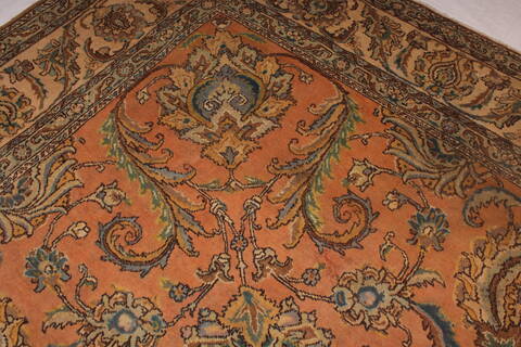 Tabriz Orange Square Hand Knotted 109 X 112  Area Rug 400-17249 Image 9
