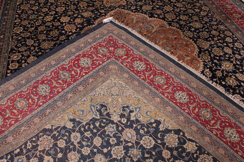 Kashan Blue Hand Knotted 104 X 140  Area Rug 400-17276 Image 12