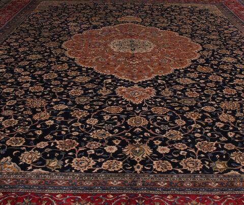 Kashan Blue Hand Knotted 104 X 140  Area Rug 400-17276 Image 13