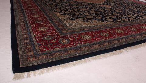 Kashan Blue Hand Knotted 104 X 140  Area Rug 400-17276 Image 14