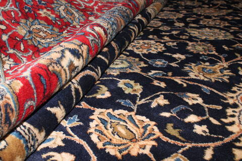 Kashan Blue Hand Knotted 104 X 140  Area Rug 400-17276 Image 17