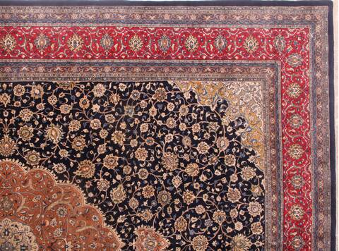 Kashan Blue Hand Knotted 104 X 140  Area Rug 400-17276 Image 1