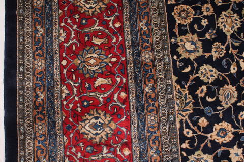 Kashan Blue Hand Knotted 104 X 140  Area Rug 400-17276 Image 2